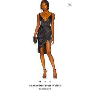 Revolve, Super Down Tianna corset dress in black size small